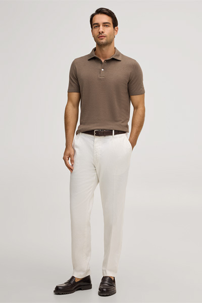 Polo Lindo en lin mélangé et coton, couleur marron