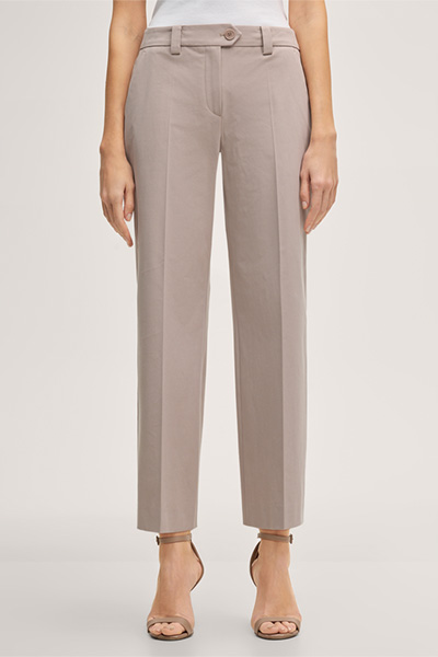 Baumwollstretch-Gabardine-Culotte-Hose in Taupe