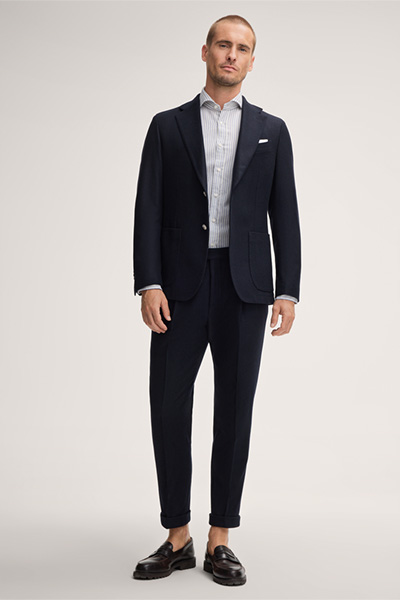 Lano Cotton Shirt in Blue and Wool White Stripes