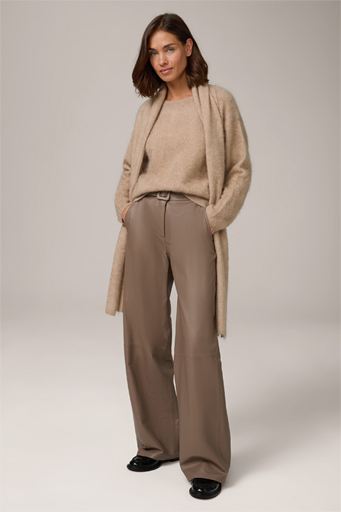 Lambskin Nappa Leather Marlene Trousers in Brown