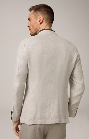 Veste de costume Camicia en lin mélangé à de la laine et de la soie, en beige chiné