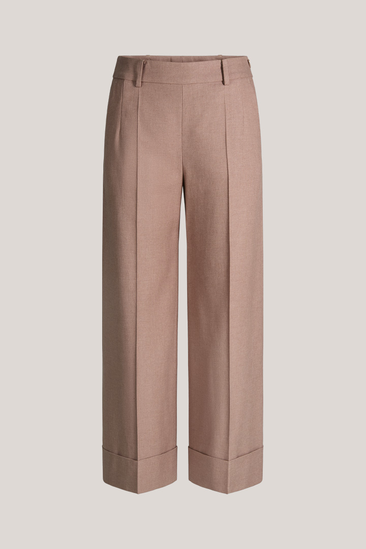 Pantalon culotte en lyocell avec revers, couleur marron