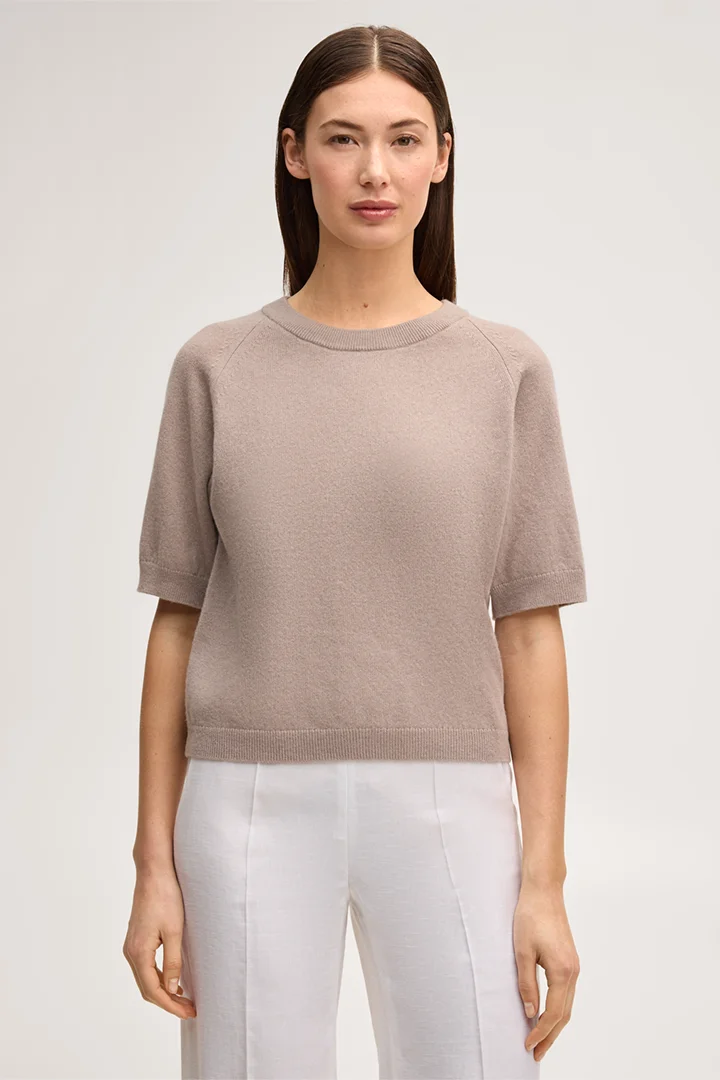 Führt zu Produktdetailseite „Cashmere-T-Shirt in Taupe"