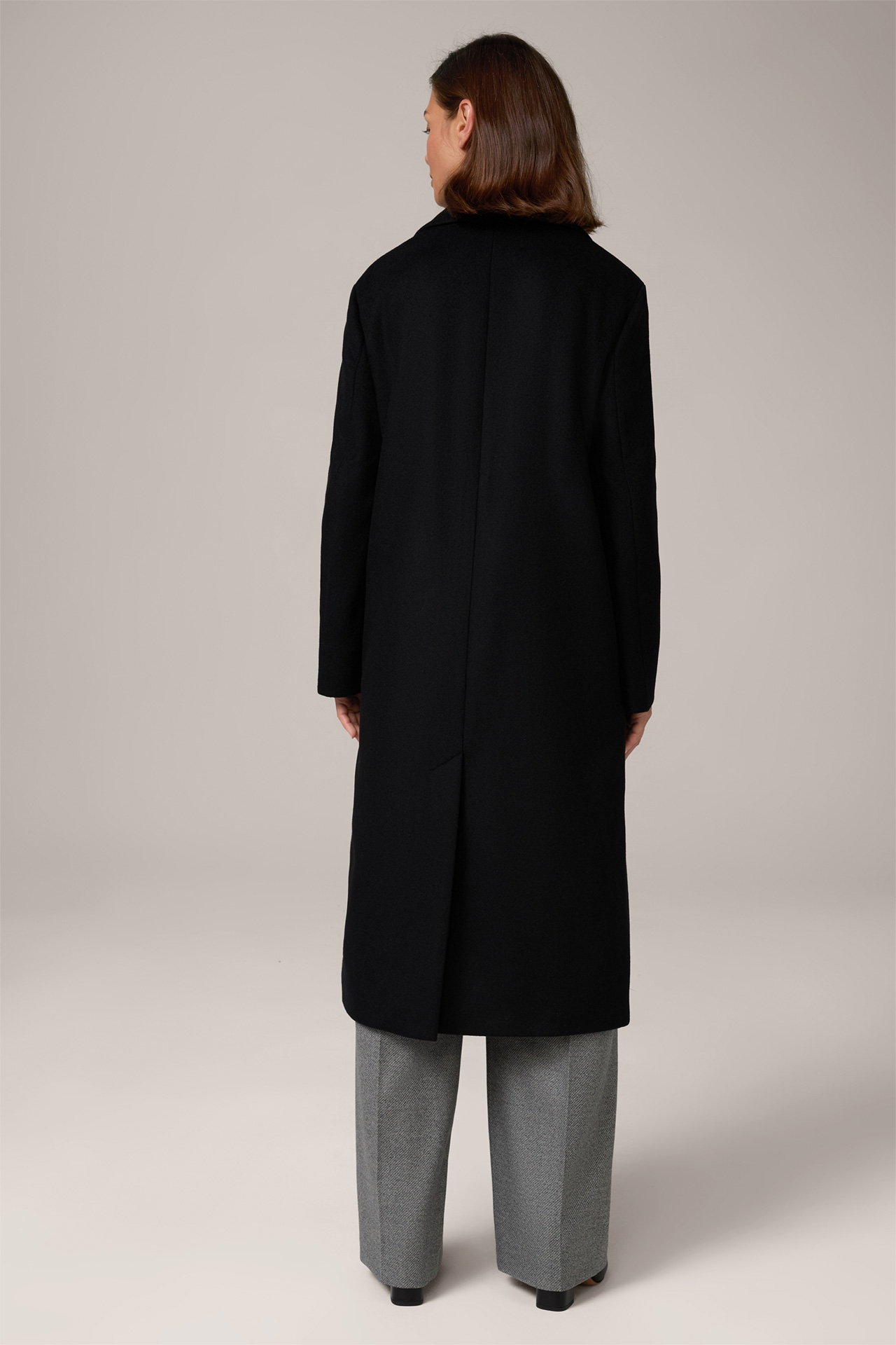 Double-breasted Wool Blend Coat with Cashmere in Black