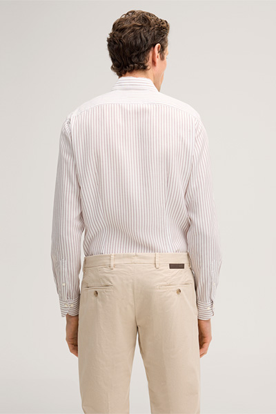 Lyocell blend shirt Lano with linen in red and white stripes