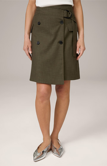 Cotton Blend Boot Skirt in Olive