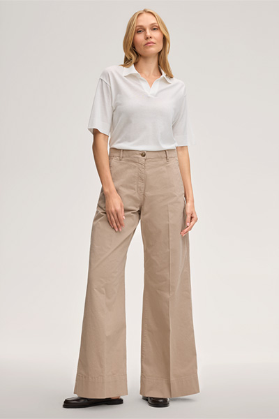 Lyocell-Baumwoll Polo-Shirt in Ecru