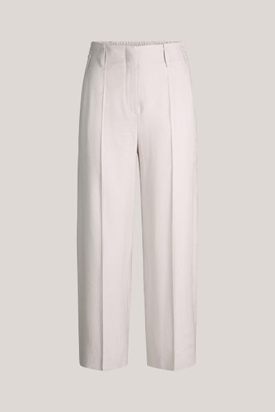 Leinenstretch-Bundfaltenhose in Beige