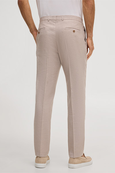 Leinenstretch-Baukasten-Hose Silvi mit Bundfalte in Beige