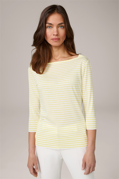 Tencel Cotton Shirt in Yellow and Ecru Striped
