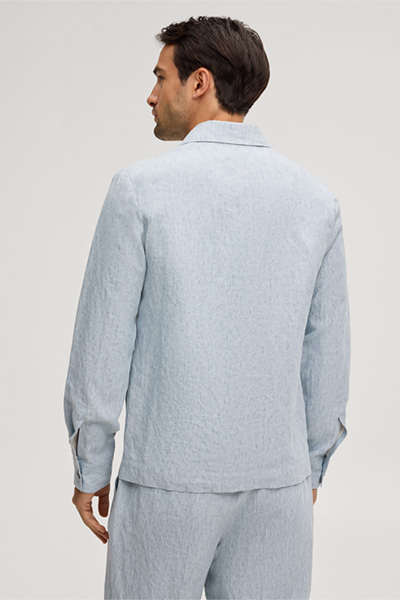 Linen modular overshirt Lavoro in washed blue