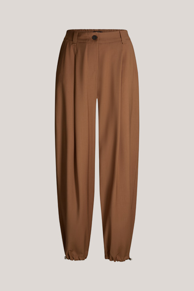 Balloon-style Virgin Wool Trousers in Brown