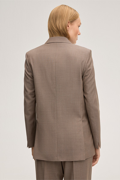 Schurwoll-Doppelreiher-Blazer in Taupe