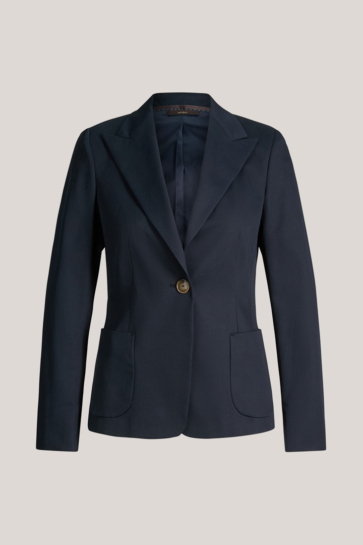 Führt zu Produktdetailseite „Double-Baumwollstretch-Blazer in Navy"