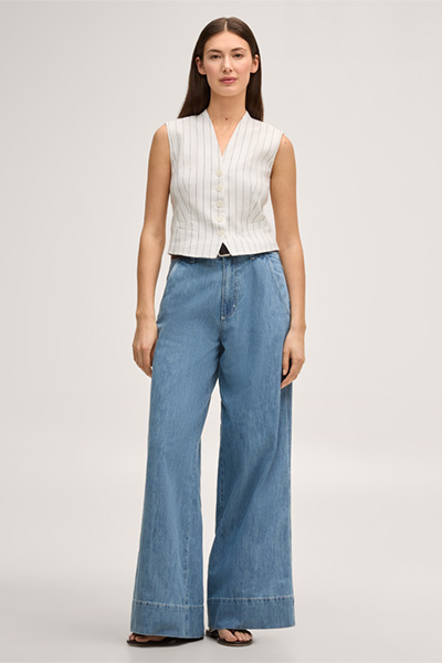 Führt zu Produktdetailseite „Palazzo-Jeans in Mid Blue washed"