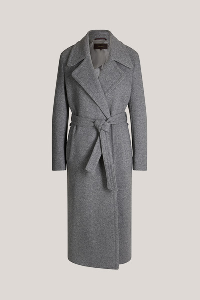 Manteau en jersey double avec ceinture, en gris