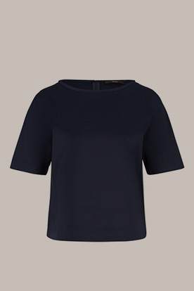 Cotton Stretch Blouse in Navy