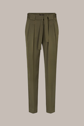 Crêpe Pleat-front Trousers in Olive