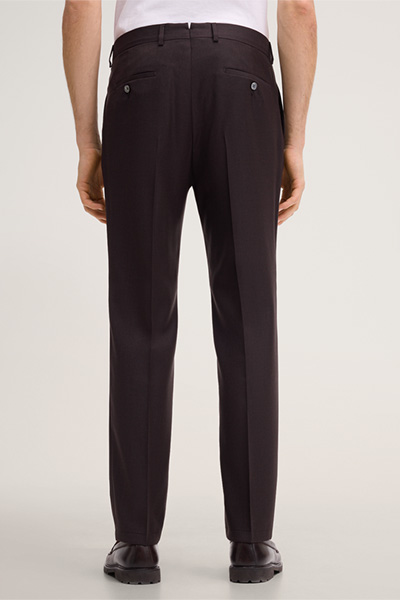 Silvi Modular Trousers in Virgin Wool with Waist Pleats in Brown