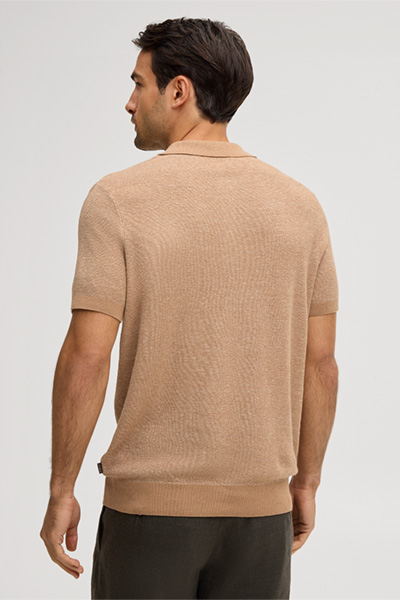 Leinenmix-Polo Lindo mit Baumwolle in Camel