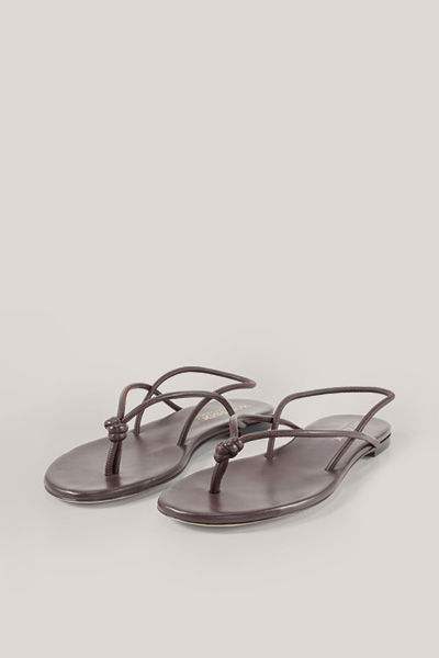 Brown lamb nappa leather sandals