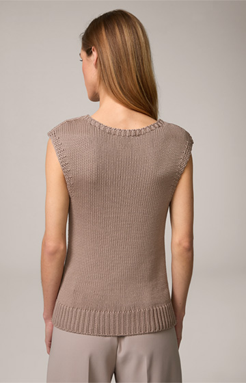 Viscose Mix Chunky Knit Top in Taupe