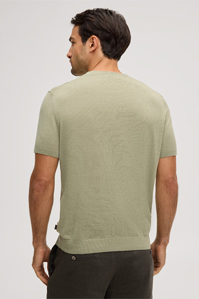Leinenmix-Strick-T-Shirt Lindo mit Baumwolle in Hellgrün