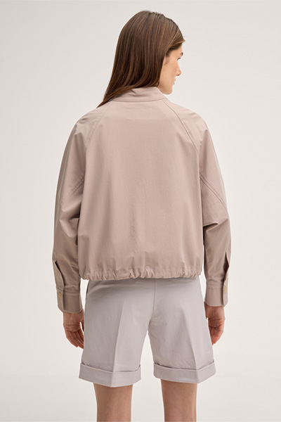 Cotton stretch gabardine jacket with zip in taupe