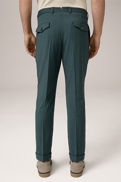 Sapo Modular Virgin Wool Trousers with Waist Pleats in Green