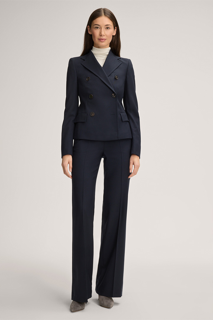 Leads to product detail page "Virgin Wool Blazer in Navy"