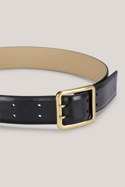 Ceinture en cuir nappa, en noir