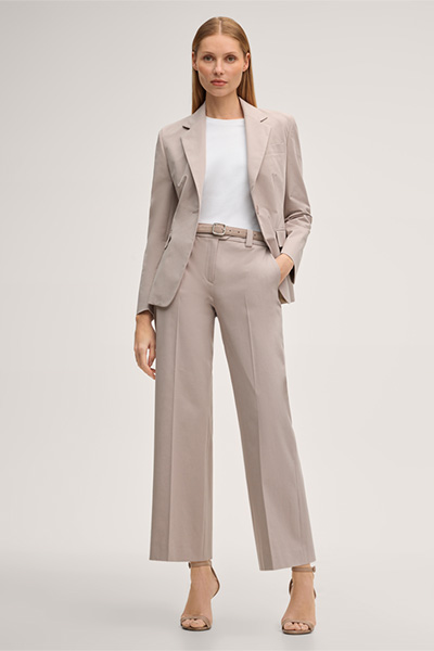 Baumwollstretch-Gabardine-Culotte-Hose in Taupe