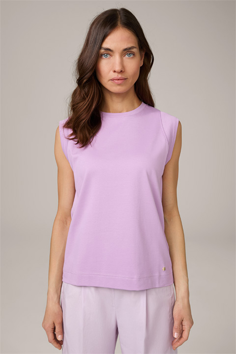 Cotton Interlock Shirt with Cap Sleeves in Lilac