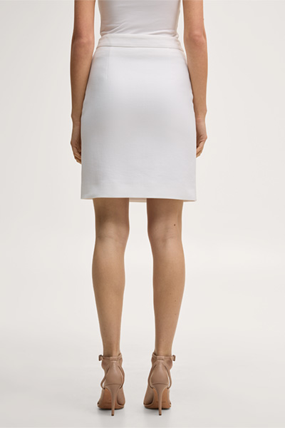 Leads to product detail page "Crêpe double weave boot skirt in white"