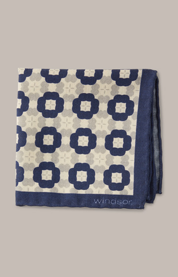 Virgin Wool Handkerchief in a Grey and Blue Pattern