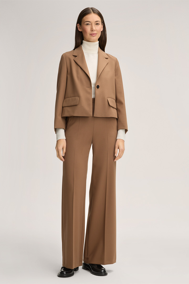 Leads to look detail page “Shop the Look: Brown crepe pantsuit”