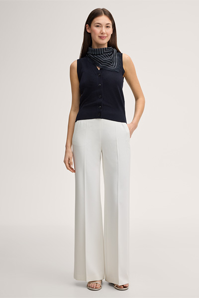 Schurwoll-Seidenmix-Cardigan-Top in Navy