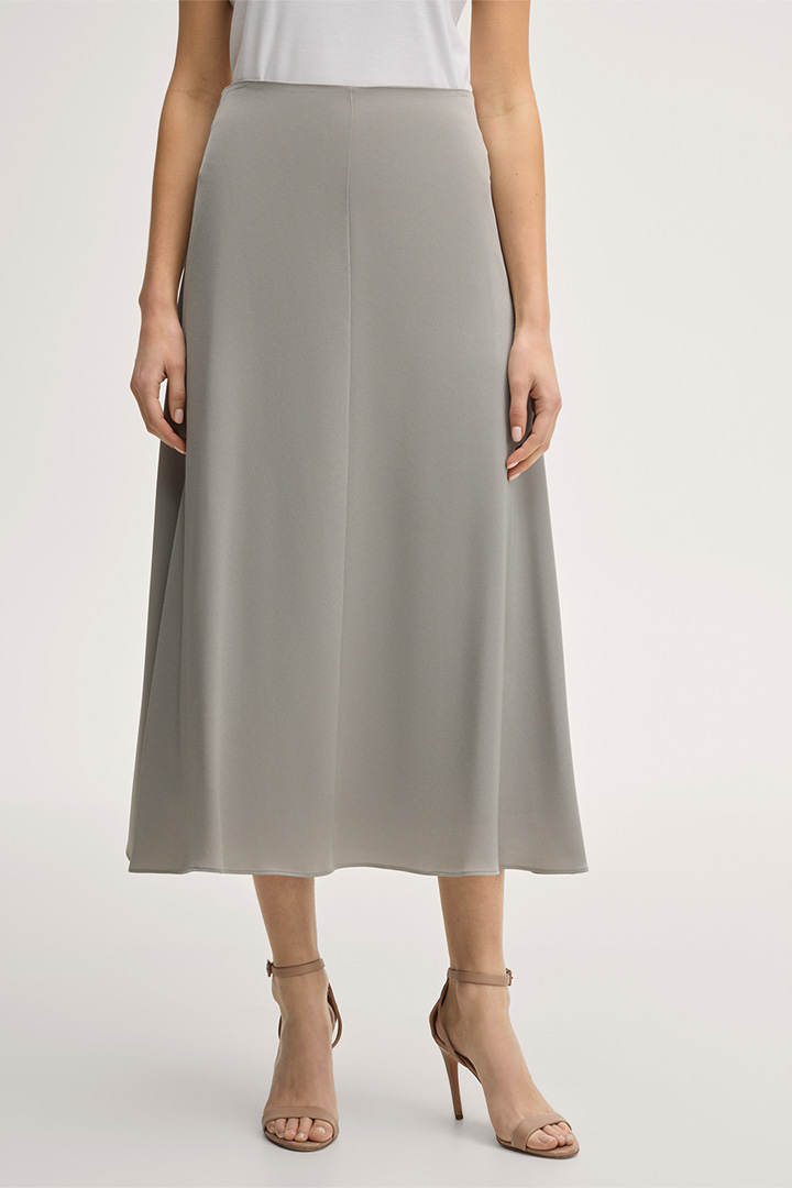 Leads to product detail page "Crêpe Midi Skirt in Greige"