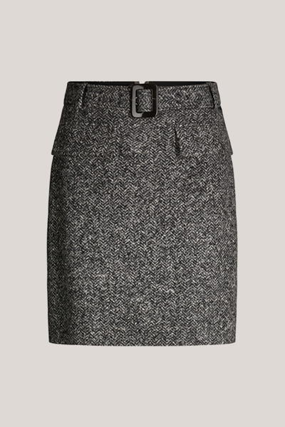 Tweed-Jersey-Mini-Stiefelrock in Grau