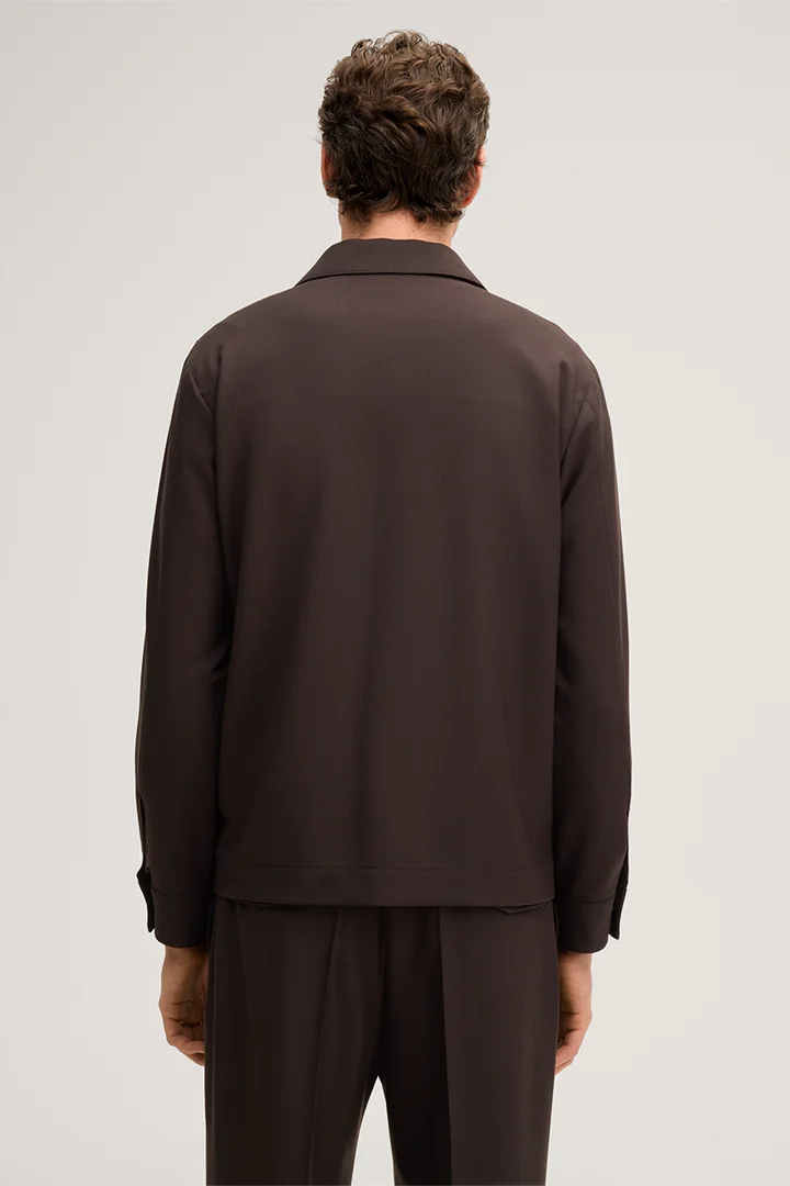 Lavoro Modular Virgin Wool Overshirt in Brown