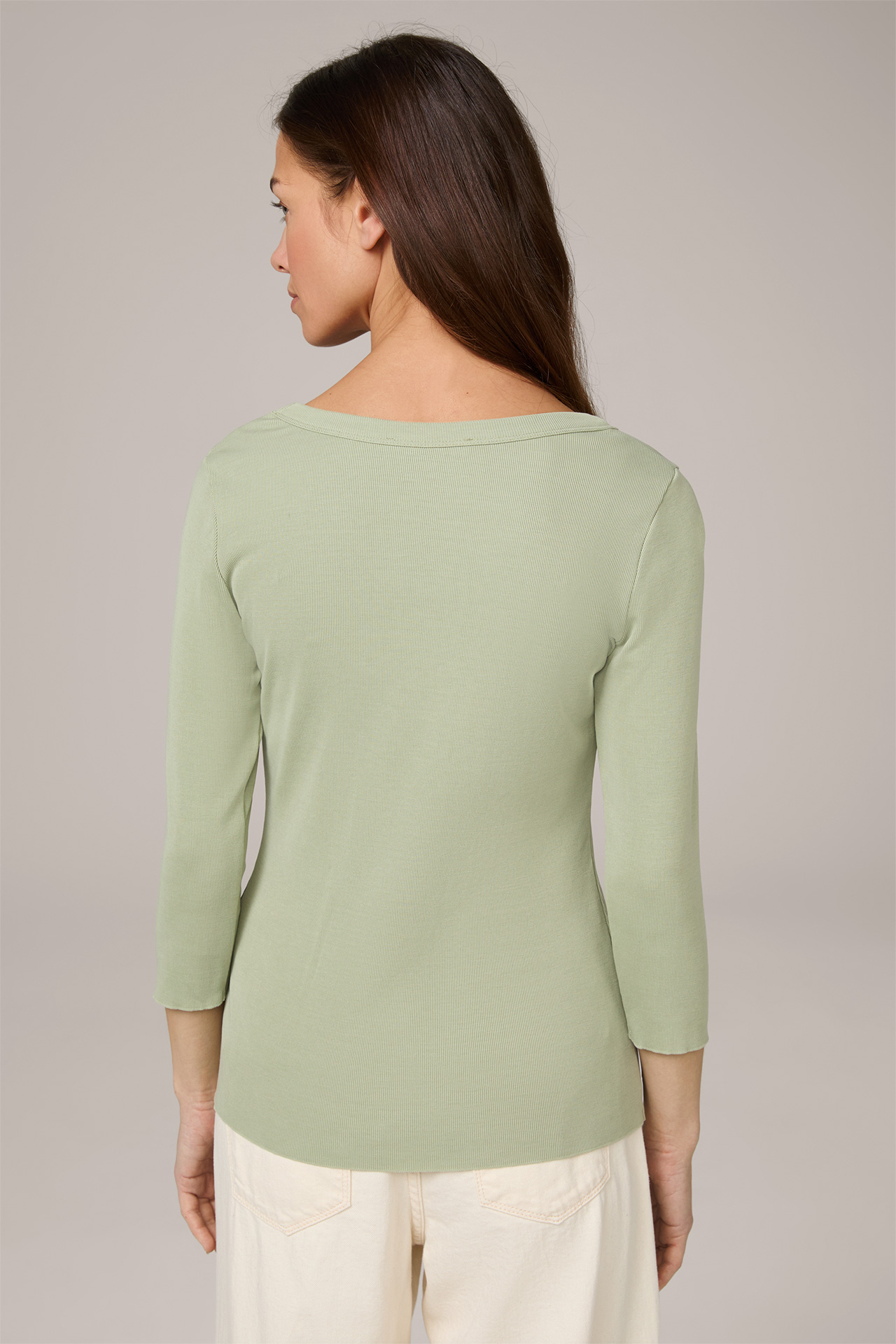 Tencel Cotton Ribbed Long-Sleeved Top in Sage