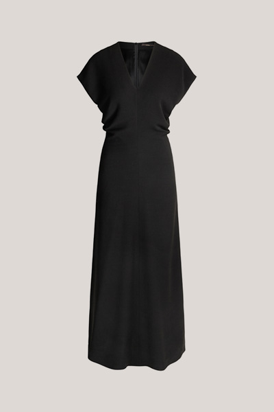 Crêpe Maxi Dress with V-neck in Black