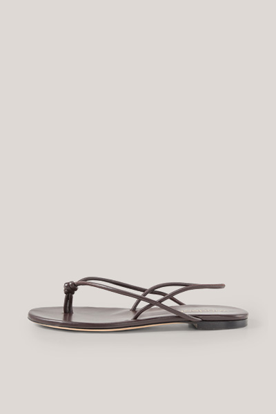 Brown lamb nappa leather sandals
