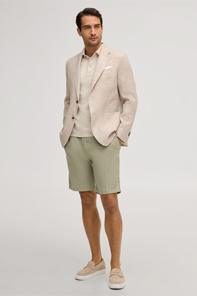 Veste Giorno en lin mélangé et coton, couleur beige chiné