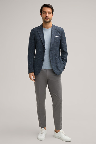 Giro Cotton Blend Jacket with Linen in a Blue Pattern