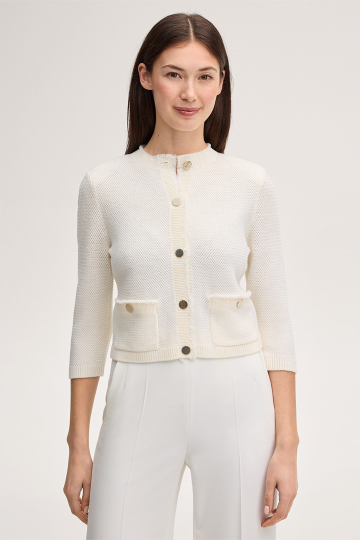 Führt zu Produktdetailseite „Merino-Strick-Cardigan in Ecru"