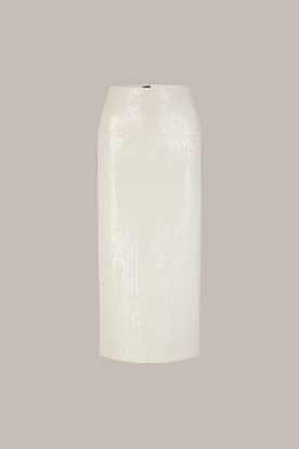 Sequined Chiffon Midi-Length Pencil Skirt in Ecru