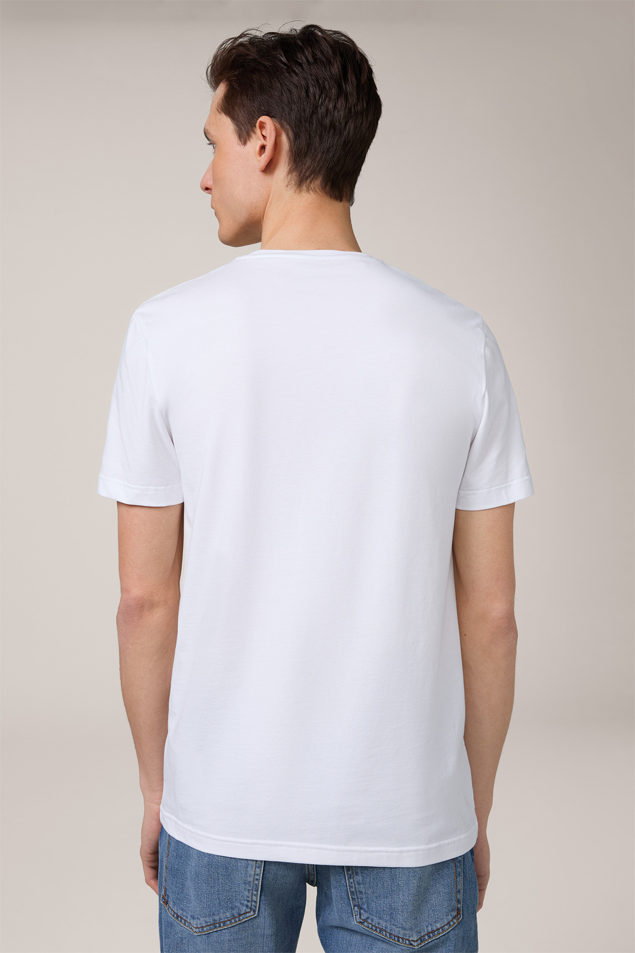 Two-Pack-Baumwollmix T-Shirts mit Stretch und Rundhals in Weiß