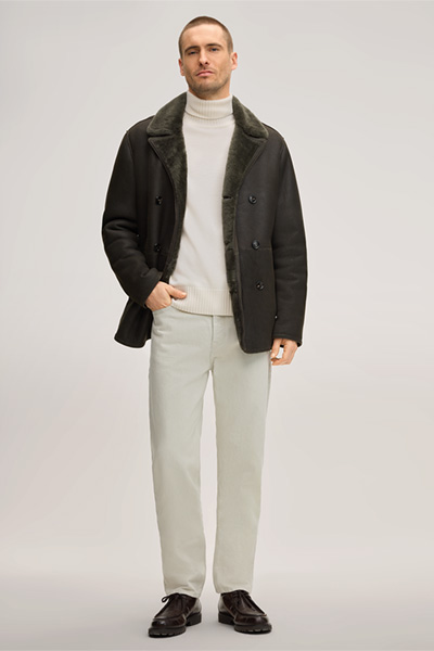 Lammfell-Lederjacke Cabano in Oliv