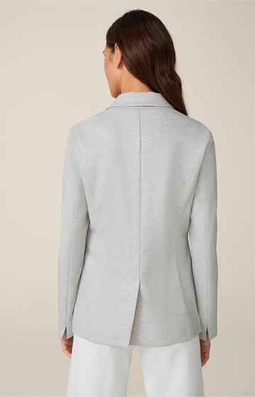 Jersey Blazer in a Light Grey and Ecru Pattern